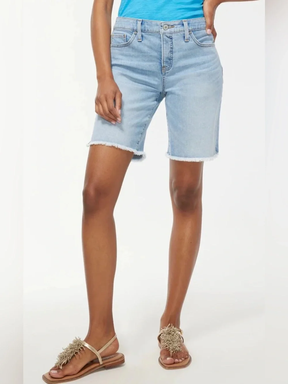 Chicos Girlfriend So Slimming Girlfriend Denim Shorts-sz 14